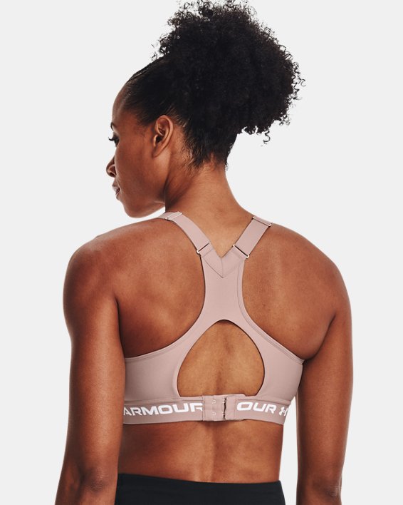 Women's Armour® High Crossback Sports Bra, Pink, pdpMainDesktop image number 1